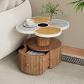 Christopher Knight Home Maven Four-Leaf Clover Side Table with Drawer, Modern Sofa End Table for Living Room, Wooden Accent Table with Pedestal Base, Natural+Yellow+White