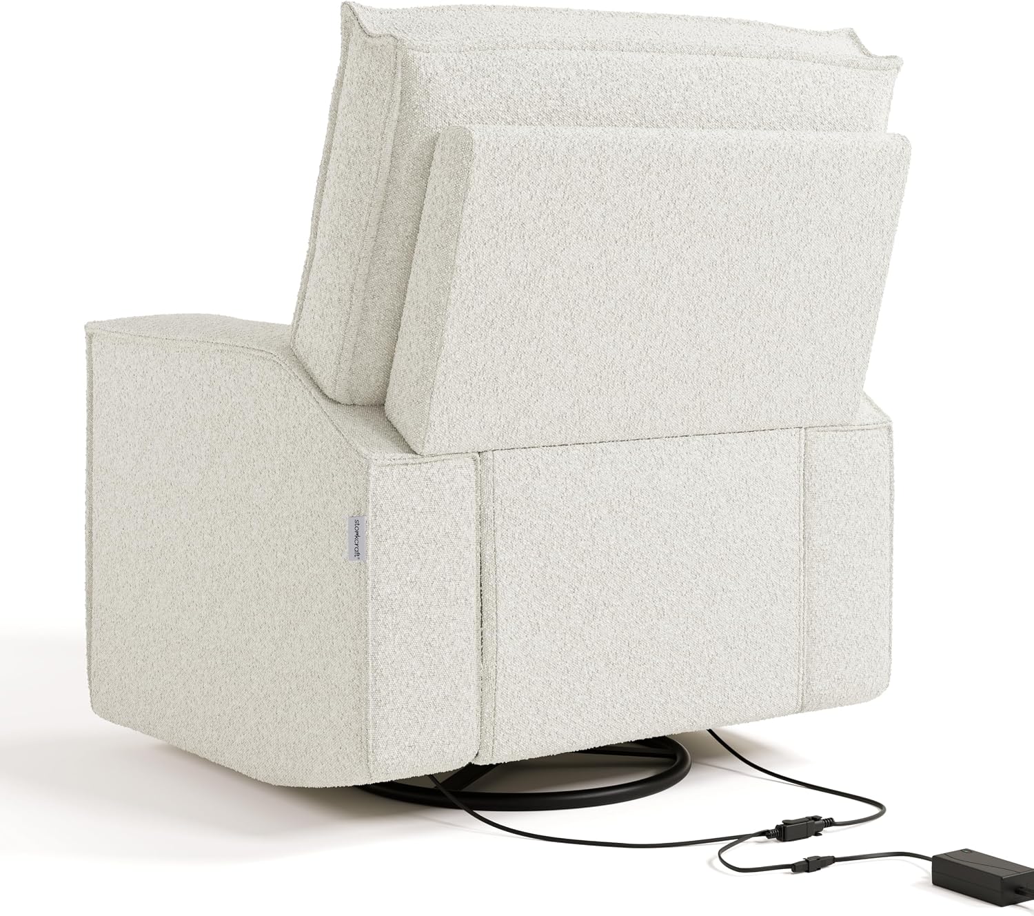 Storkcraft Texas Nursery Power Recliner Swivel Glider – Oeko-TEX 100 Certified, Nursery Rocking Chair with Push-Button Electronic Recline Function, USB-A and USB-C Charging Ports (Ivory Boucle)