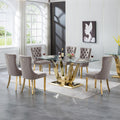 HomVent 70'' Glass Dining Table Set for 6, Modern Rectangle Glass Kitchen Table Set for 6, Kitchen Table and Chairs Set for 6 for Living Room,Kitchen