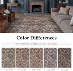 HUGEAR 2x6 Runner Rug Machine Washable Tradition Brown Hallway Area Rugs Indoor Accent Rugs Floral Low Pile Carpet Distressed Throw Rug Bedroom Living Room Office Dining Kitchen Laundry Non Slip