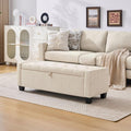 Huatean Home 43" Ottoman with Storage, Storage Ottoman Bench with Safety Hinge, Upholstered Entryway Bench with Seating for Bedroom, Living Room, Holds up to 330 lb, Beige