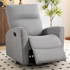 CANMOV Recliner Rocker Swivel Chair, Manual Chenille Glider Rocking Chair, Swivel Glider Recliners with Soft Backrest, 360° Swivel Nursery Reclining Sofa for Living Room Bedroom, Light Grey