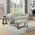 Roundhill Furniture Modern Harmony 3-Piece Wood Oval Coffee Table Set, Gray