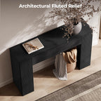 43" Fluted Mid Century Modern Narrow Console Table with Storage, Farmhouse Skinny Entryway Table, Small Entry Table & Storage Cabinet, Sofa Table Behind Couch for Living Room, Hallway, Entrance, Black
