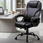 Shintenchi High Back Executive Office Chair, Ergonomic PU Computer Desk Chair with 3-Level Tilt, Padded Armrests 360° Swivel Free Task Chairs for Home Office, 330 Pound Capacity, Black