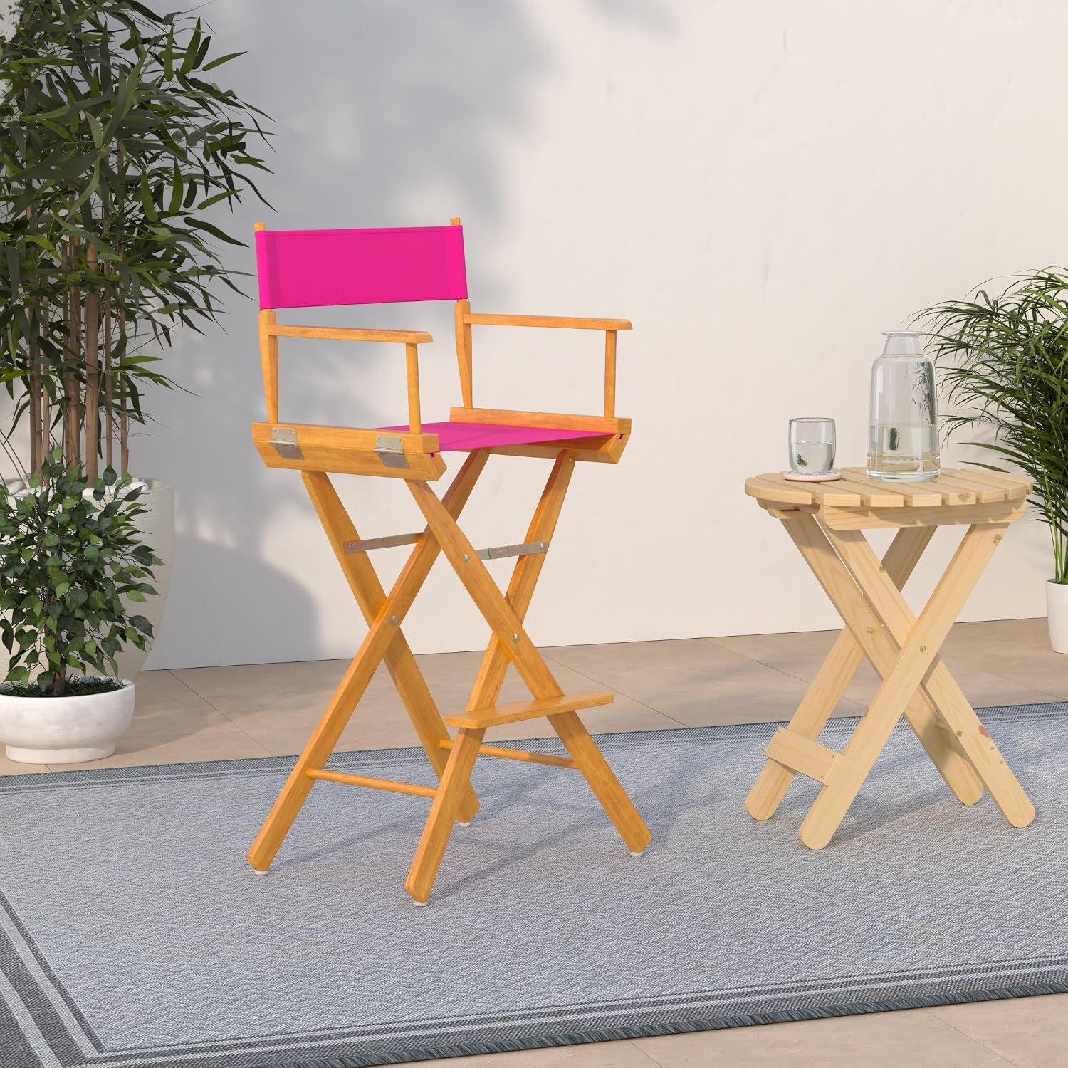 Casual Home 230-05/021-30 Director Chair 30" - Bar Height Honey OakFrame/Magenta Canvas