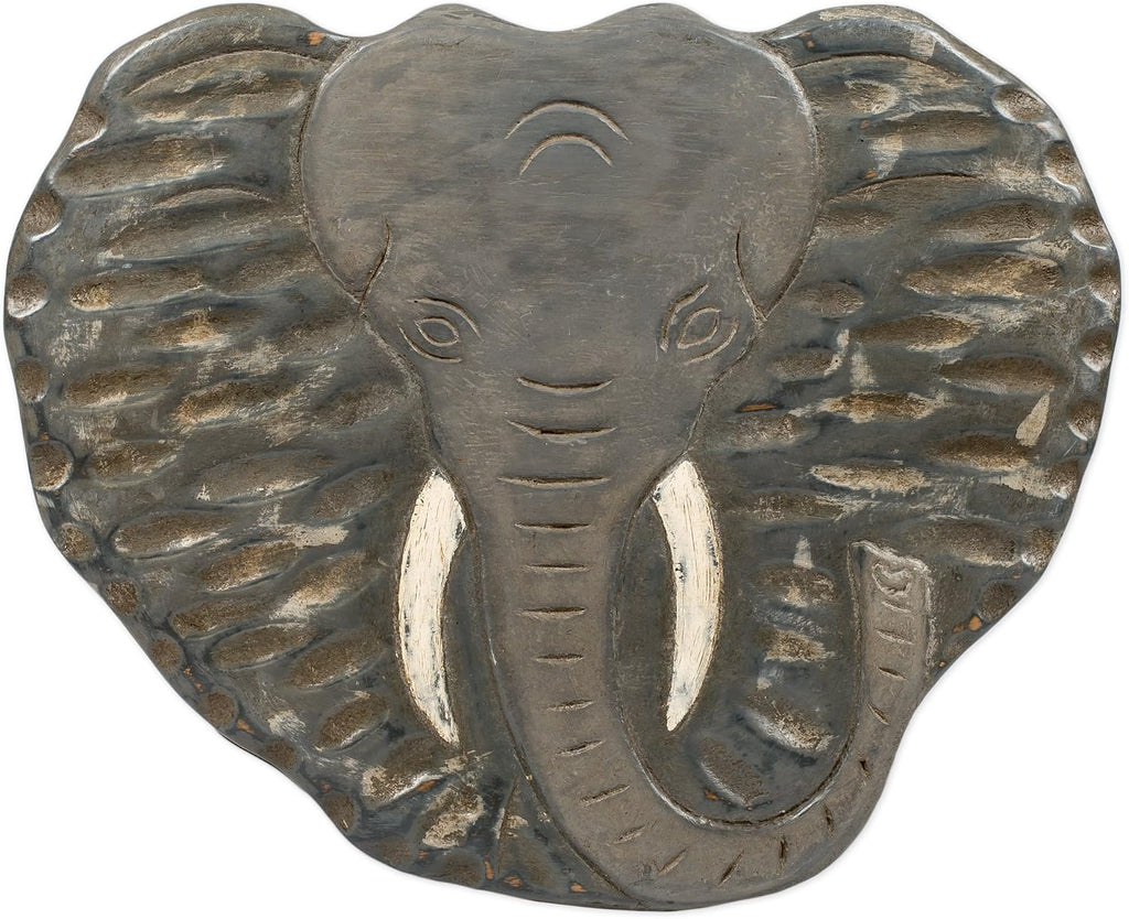 Elephant Design Hand Carved Acacia Hardwood Decorative Short Stool