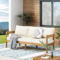 Merax 76.5" Outdoor Acacia Wood Frame 3 Seater Sofa with Cushions for Patio,Garden