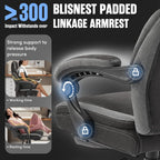Office Chair with Footrest,6-Point Vibration Massage & Heat Executive Office Chairs,Big and Tall Fabric Office Chair 500LBS,Ergonomic Desk Chair for Heavy People,Recliner with Padded Armrest,Blackgrey