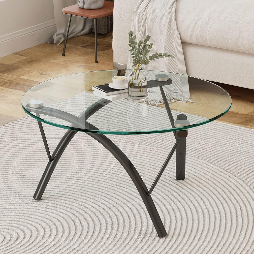 54" Inch Round Glass Table Top 0.36" Inch Thick Tempered Pencil Polished Edge Glass Table Top，for Dining Table, Coffee Table, Restaurant Table