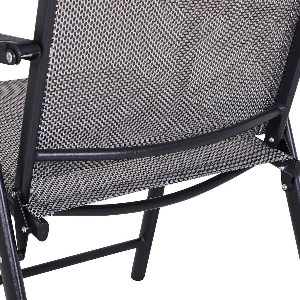 Set of 2 Patio Folding Chairs, Stackable Outdoor Sling Patio Dining Chairs with Armrests for Lawn, Camping, Dining, Beach, Metal Frame, No Assembly, Gray