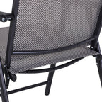 Set of 2 Patio Folding Chairs, Stackable Outdoor Sling Patio Dining Chairs with Armrests for Lawn, Camping, Dining, Beach, Metal Frame, No Assembly, Gray