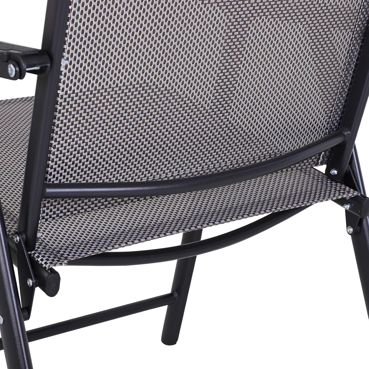 Set of 2 Patio Folding Chairs, Stackable Outdoor Sling Patio Dining Chairs with Armrests for Lawn, Camping, Dining, Beach, Metal Frame, No Assembly, Gray