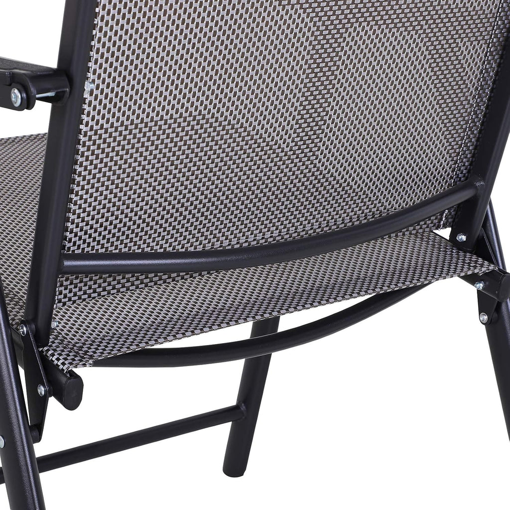 Set of 2 Patio Folding Chairs, Stackable Outdoor Sling Patio Dining Chairs with Armrests for Lawn, Camping, Dining, Beach, Metal Frame, No Assembly, Gray