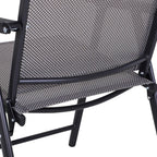 Set of 2 Patio Folding Chairs, Stackable Outdoor Sling Patio Dining Chairs with Armrests for Lawn, Camping, Dining, Beach, Metal Frame, No Assembly, Gray