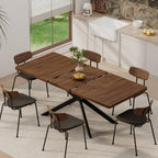 Extendable Dining Room Table for 4 6 8, 55"-70.9" Long Rectangle Kitchen Table,Wood Expandable Dining Table with Butterfly Leaf Self-Storing, Space Saving, For Kitchen Dining Living Room,Modern,Walnut