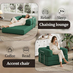 Single Couch Sofa for Small Spaces 2 in 1 Convertible Sofa to Lounger Comfy Bean Bag Chair for Adults with Removable Cover with Pillows for Bedroom, Apartment, Office (Green, 35.43" Single Sofa)