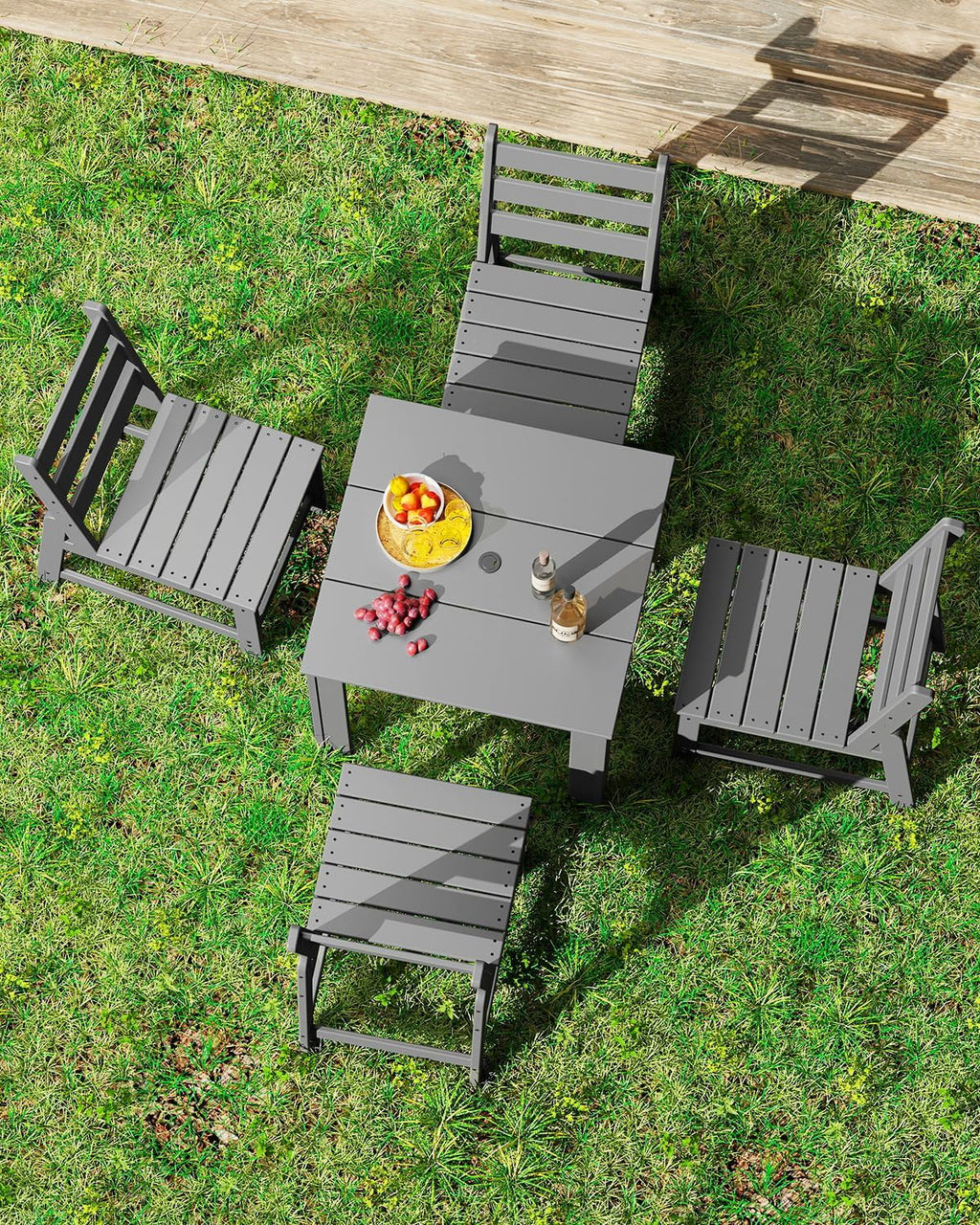 GREENVINES Patio-Chair | Outdoor Dining Chairs Set of 2 | HDPE Plastic | Armless |All Weather | for Backyard Deck Poolside Garden | Grey