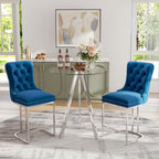 2 Pack Round Pub Table, 37.4" High Top Bar Table, 31.5" Small Cocktail Tables with Silver Metal Base & Glass Top, for Small Spaces, Bistro Pub, Cafe(Silver)