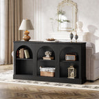 Tribesigns Farmhouse Console Table, 63-Inch Long Entryway Table with 3 Tier Storage, Wooden Rectangular Sofa Table Behind The Couch for Entrance, Hallway, Living Room, Black