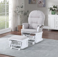 Glider Ottoman White,Woven Gray