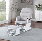 HomVent Nursery Glider Rocking Chair with Ottoman, Upholstered Comfort Nursery Chair & Ottoman with Padded Arms for Napping, Nursing, Reading (White)