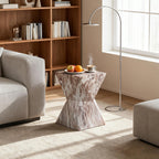 End Tables 12.4" Faux Marble Side Table, Indoor and Outdoor Marble Accent Table for Living Room, Patio, Garden