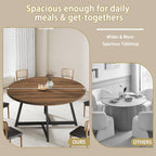 Large Round Dining Table for 6-8, Wooden Dinner Table with Heavy Duty Metal Pedestal Base (Dark Brown)
