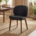 YOUNIKE Black Dining Chair with High Back Single Mid Century Modern Kitchen Chair Faux Leather Upholstered Armless Accent Chair 20" Wide Padded Seat with Soild Wooden Legs for Living Room Bedroom