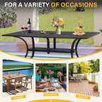 Incbruce Patio Dining Table, 60" x 36" Rectangle Metal Steel Slat Table, with 1.57" Umbrella Hole, for Backyards, Porches, Gardens or Poolside