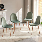 Howtek Dining Chairs Set of 4, Mid Century Modern Green Velvet Upholstered Fabric Kitchen Chairs with Backrest & Metal Legs for Living Room, Dining Room, Vanity - Green