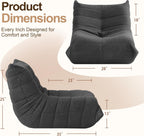 Gazecaia Comfy Bean Bag Chair for Adults Teens | Fireside Floor Lounge Chair,Soft Teddy High-Resilience Memory Foam Bean Bag Couch with Non-Slip Base,for Living Room Bedroom Apartment Office,Dark Gray
