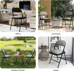 4 Pack Padded Cushion and Back Folding Chairs, Fabric Dining Chair Set with Steel Frame Metal for Home and Office, for Indoor and Outdoor Events, (Fabric Gray)