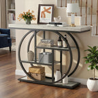 Shintenchi 41.3 inches Console Table with Storage, Industrial Entryway Table, 4-Tier Shelves Sofa Table Behind Couch, Narrow Wood Accent Table for Living Room, Entryway, Entrance, Hallway, Foyer, Grey