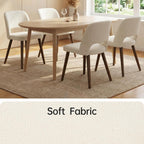Usaint Wooden Dining Chairs Set of 4, 19.3" Modern Fabric Upholstered Dining Room Chair with Ergonomic Curved Backrest for Kitchen Dining Room and Restaurant, Beige