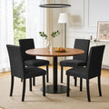 CHUN YI Upholstered Dining Chairs Set of 4, Fabric Dining Room Chairs with Solid Wood Legs, Modern Parson Chairs for Kitchen, Restaurant, Hotel, Black
