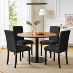 CHUN YI Upholstered Dining Chairs Set of 4, Fabric Dining Room Chairs with Solid Wood Legs, Modern Parson Chairs for Kitchen, Restaurant, Hotel, Black