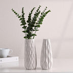 VICTOR & TERESA Ceramic Vase for Flowers, 8'' Set of 2 Decorative White Vases for Home Decor, Farmhouse Vases for Pampas Grass, Table, Mantel, Living Room, Shelf, Centerpieces, Gifts for Mom