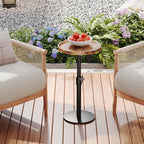 Homeiju Set of 2 Adjustable Round Side Table, Pedestal End Table for Small Spaces, Wooden Couch Table, Tall Drink Table for Living Room, Bedroom, Patio, Brown