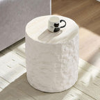 Two Fiberglass Round Coffee Table,15.75''+35.04'' Modern Design Round Side Table Center Coffee Table for Living Room,Office,Beige