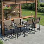 Crestlive Products Outdoor Bar Stools Set of 4, Heavy Duty Patio Furniture, Bar Height Tall Chairs with Armrest and Footrest, Textilene Fabric for Bistro, Lawn, Poolside, Backyard, Kitchen (Brown)