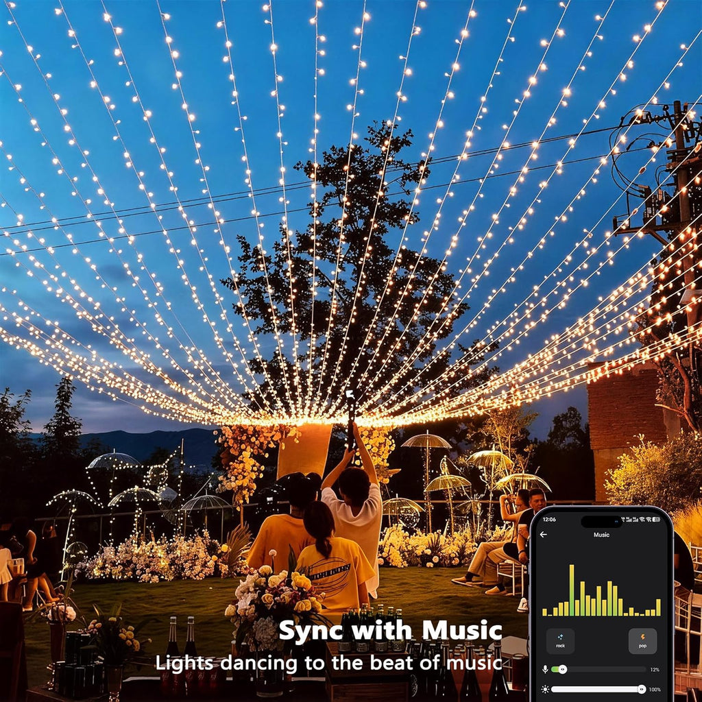 Brizled Smart Curtain Lights, 390 LED 9.8x6.3Ft Curtain Lights Outdoor, App & Voice Control Plug in Music Sync Curtain String Lights for Bedroom Wall Wedding Window Party Backdrop Indoor, Warm White