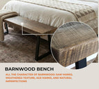 Rustic Revival Reclaimed Barnwood Bench, Solid Wood with Metal Base, Modern Farmhouse Style, 2-Inch Thick Top, for Entryway, Bedroom, Living Room (38x12)