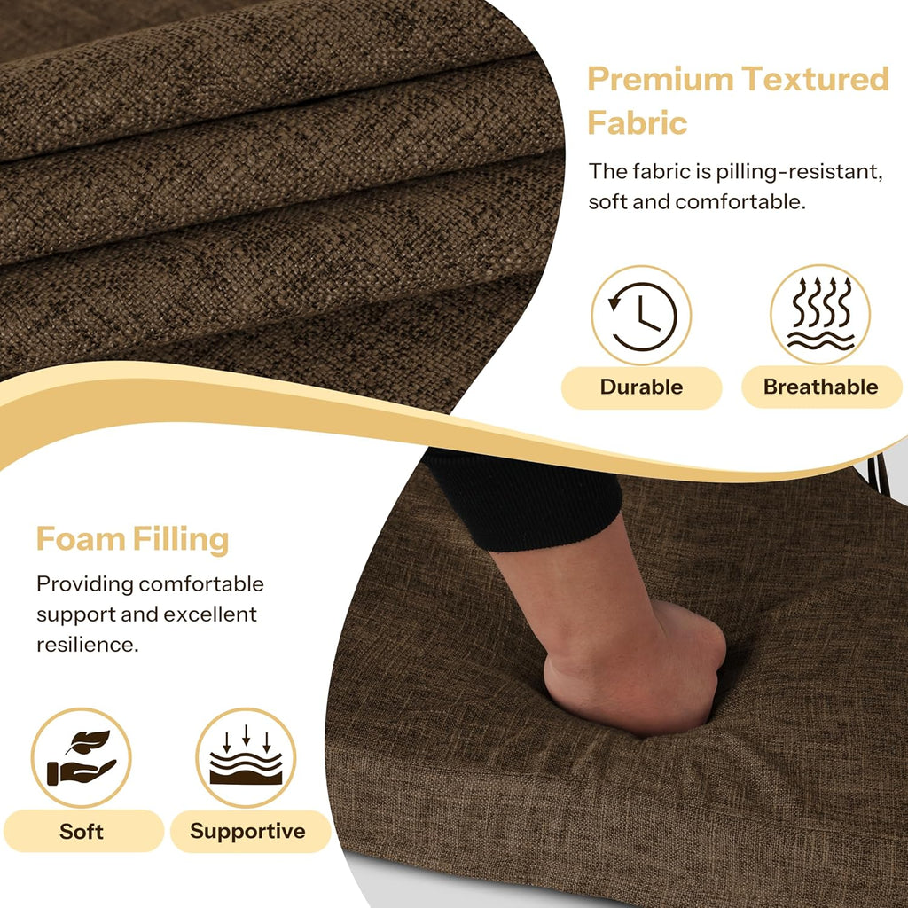 2.5 Inch Thick Dining Chair Cushions Set of 4 with Ties Non-Slip 16.5" x 16" Seat Cushions with Machine Washable Cover Comfy D-Shaped Kitchen Chair Pads Brown