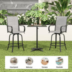 Soohow Outdoor Bar Stools Set of 4, Swivel Patio Barstools with Textilene Fabric, Height Top Patio Chair 360° Swivel, All Weather Use, Ergonomic Comfort Bar Height Tall Outdoor Stools for Balcony