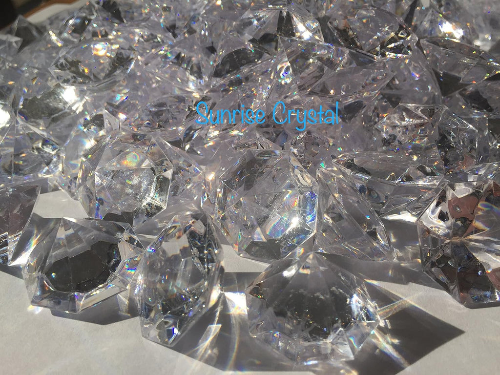 120 Pieces 1" x 1-3/8" (22 mm x 35 mm) Crystal Clear Acrylic Diamond Jewels for Party Decoration, Event, Wedding, Vase Fillers by Sunrise Crystal