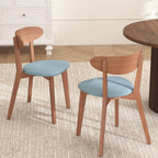weselon Dining Chairs Set of 4, Solid Wood Dining Chair Armless, Mid-Century Modern Upholstered Linen Seat Cushion Dining Room Chair for Home Kitchen Dining Room Restaurant (Walnut, 4)
