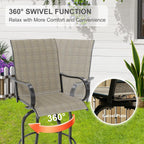 Outdoor Swivel Bar Stools Set of 2, Bar Height Patio Chairs with High Back & Armrest, All-Weather Textilene Fabric 360° Swivel Tall Barstools for Patio, Deck, Backyard, Garden