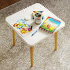 Funecy Square End Table Low Table with 4 Solid Wood Sturdy Legs,Floor Table Desk for Sitting on The Floor,20"(L) x 20"(W) x 20"(H),Living Room/Toy Room Furniture,Rental House Furniture(White)