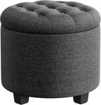 SONGMICS Round Ottoman, Ottoman with Storage, 17.7 Dia. x 17.5 H Inches Foot Rest with Legs, Load up to 330 lb, for Living Room, Bedroom, Dark Gray ULOM011G01